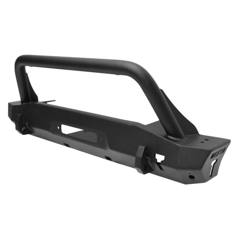 WES WJ2 Bumpers - Westin 18-22 Jeep Wrangler JL / 20-22 Gladiator WJ2 Stubby Front Bumper w/Bull Bar - Tex. Blk