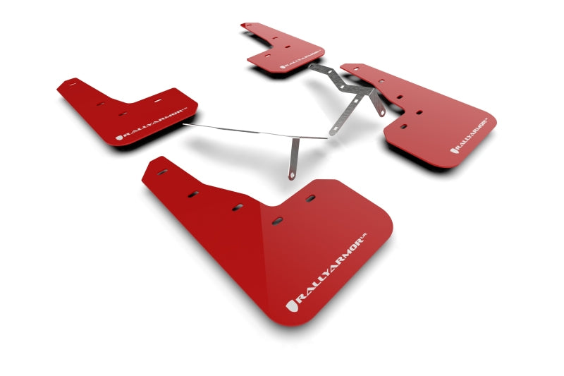 RAL UR Red Flap/Wht Logo - Rally Armor 22-25 Honda Civic/Civic Si/Sport Red UR Mud Flap w/White Logo
