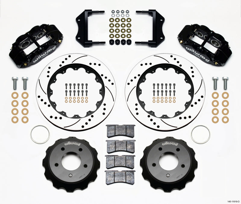 WIL Superlite Brake Kit - Wilwood Narrow Superlite 6R Front Hat Kit 14.00in Drilled 84-87 Corvette C4