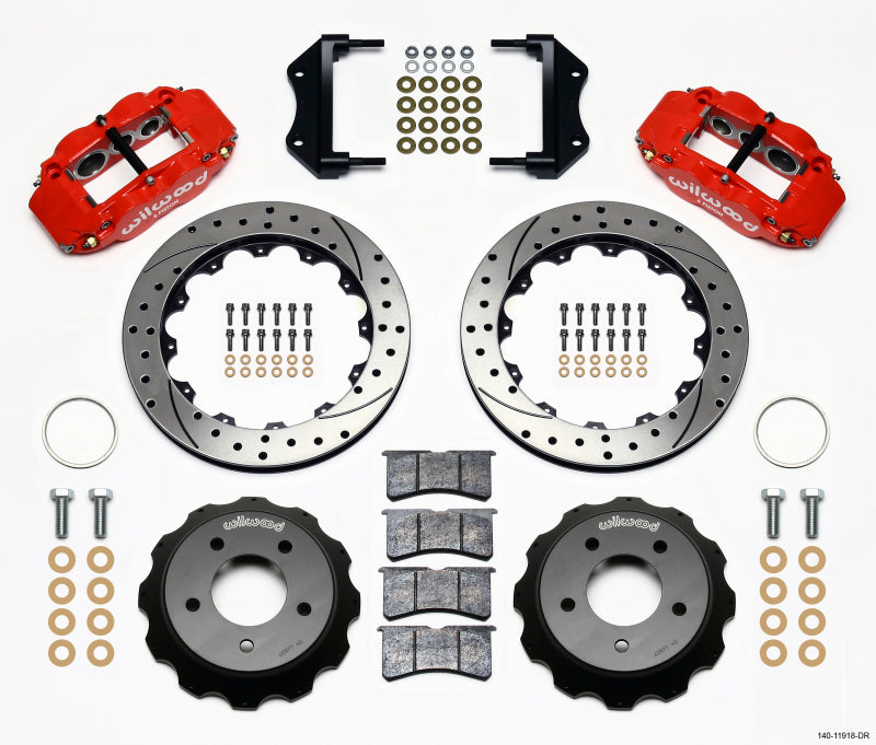 WIL Superlite Brake Kit - Wilwood Narrow Superlite 6R Front Hat Kit 12.88in Drilled Red 84-87 Corvette C4