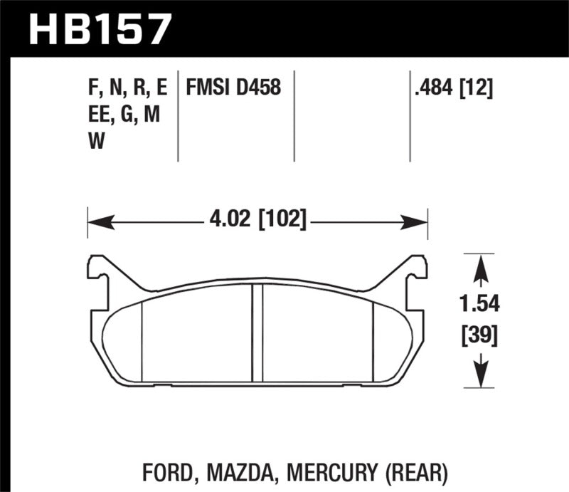 HAWK Blue 9012 Brake Pad Sets - Hawk 89-93 Miata Blue 9012 Race Rear Brake Pads D458