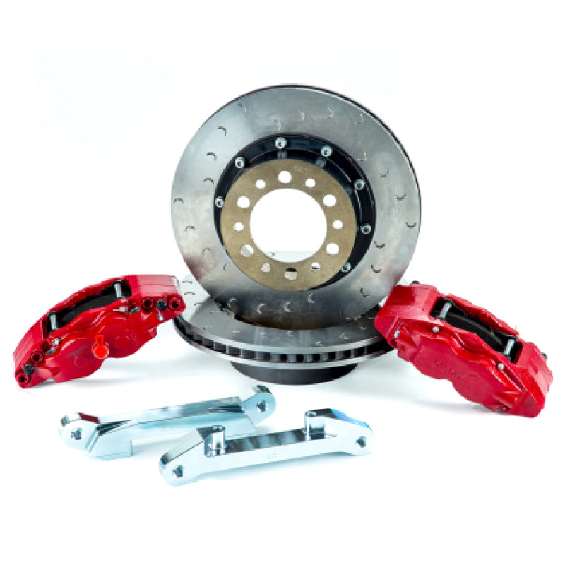 ALC Front Brake Kits - Alcon 2007+ Jeep JK w/ 5x5.5in Hub 357x32mm Rotor 4-Piston Red Calipers Front Brake Upgrade Kit