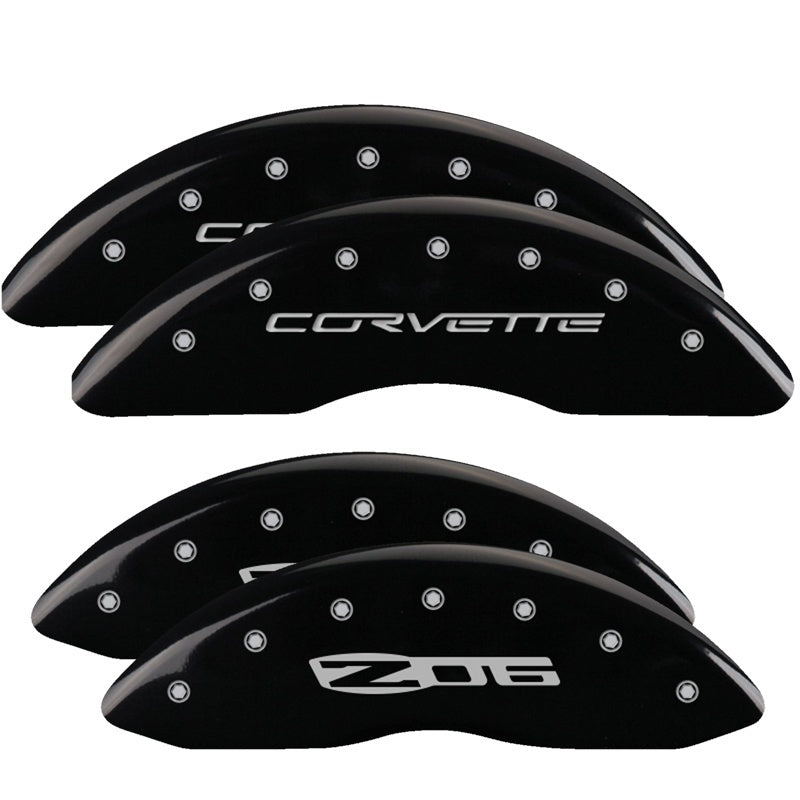 MGP Caliper Covers 4 Logo - MGP 4 Caliper Covers Engraved Front C6/Corvette Engraved Rear C6/Z06 Black finish silver ch