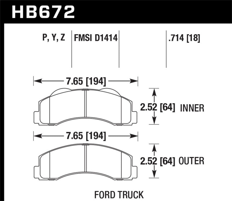 HAWK LTS Brake Pads - Hawk 10-11 Ford Expedition/F-150 SVT Raptor / 10-11 F-150 LTS Front Street Brake Pad