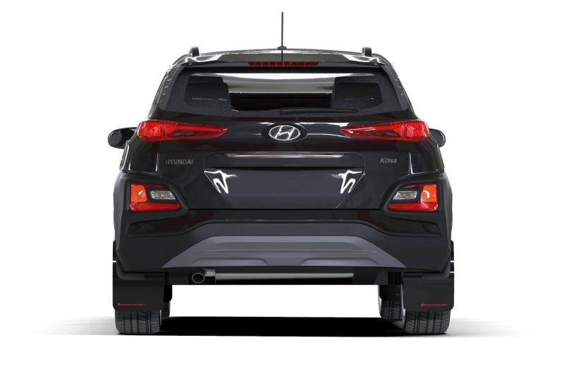 RAL UR Blk Flap/Wht Logo - Rally Armor 18-23 Hyundai Kona Black UR Mud Flap White Logo