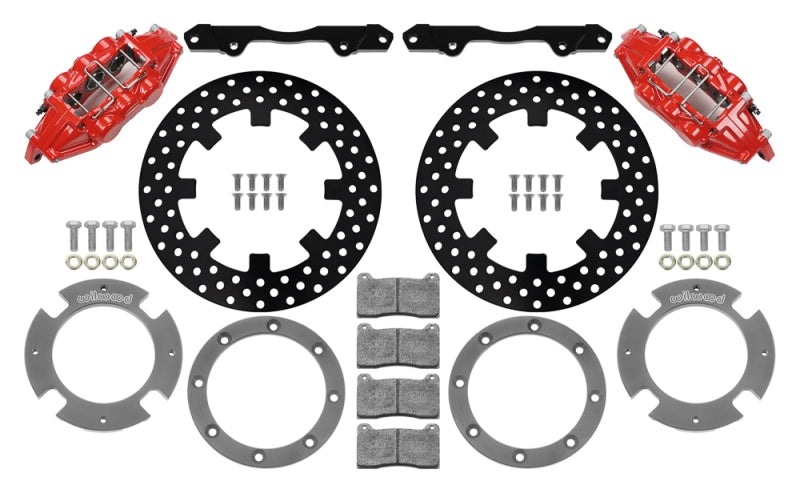 WIL UTV Big Brake Kits - Wilwood 17-21 Can-Am X3RS Red 6-Piston Front Kit 11.25in - Drilled Rotors