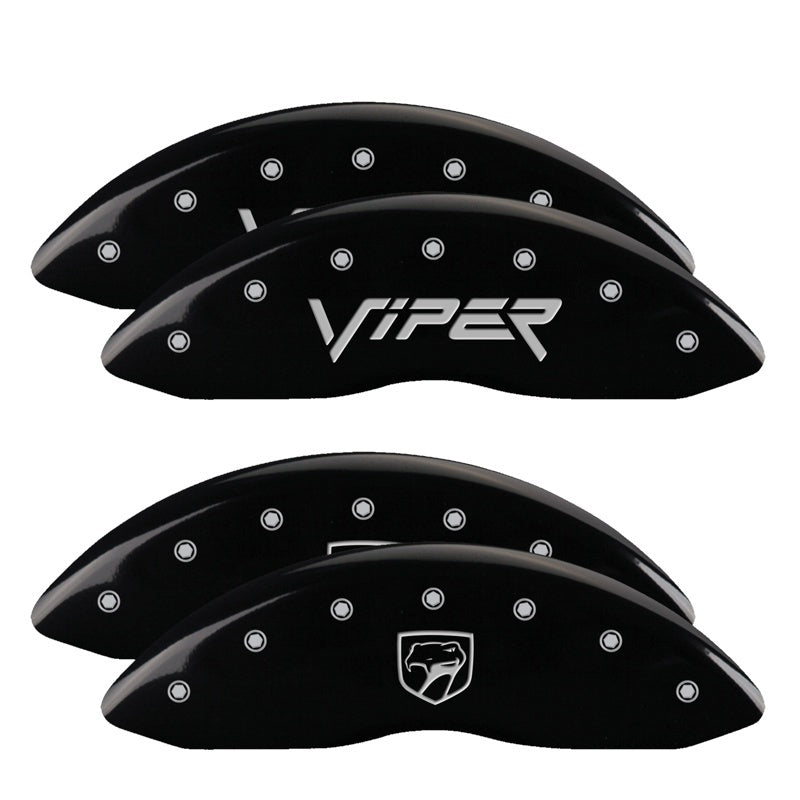 MGP Caliper Covers 4 Logo - MGP 4 Caliper Covers Engraved Front Gen 2/Viper Engraved Rear Gen 2/Snake Black finish silver ch