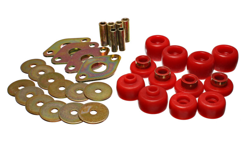 ES Body Mounts - Red - Energy Suspension 93-98 Toyota T100 Red Body Cab Mount Set