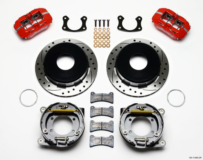 WIL Dynapro Brake Kit - Wilwood Dynapro Low-Profile 11.00in P-Brake Kit Drill-Red New Big Ford 2.50in Offset