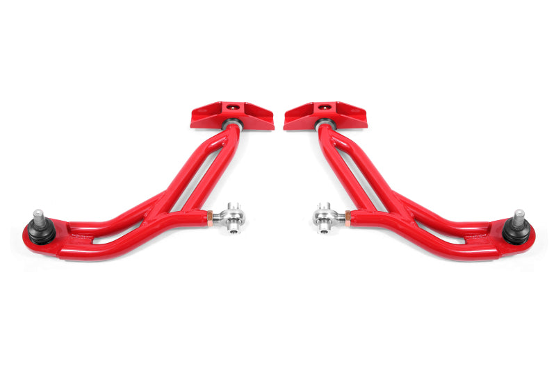 BMR Control Arms - BMR 10-14 Ford Mustang Adj. Lower A-Arms w/ Delrin/Rod End / 18mm Tall Ball Joint - Red