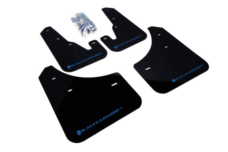 RAL UR Blk Flap/Blue Logo - Rally Armor 04-09 Mazda3/Speed3 Black UR Mud Flap w/ Blue Logo