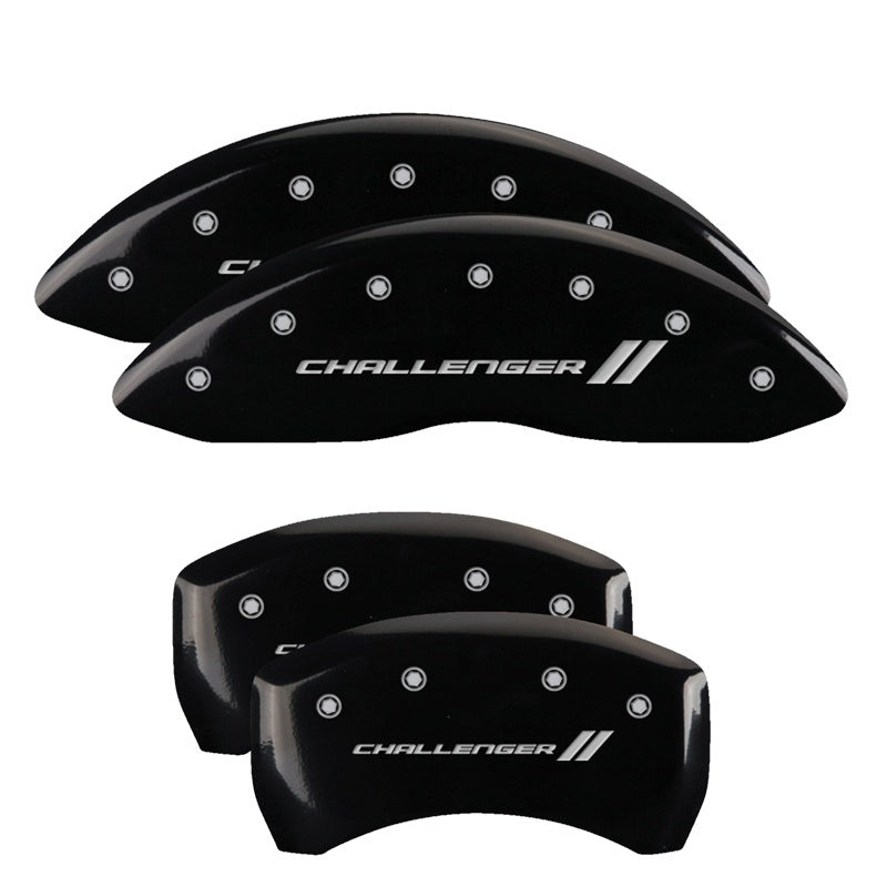 MGP Caliper Covers 4 Logo - MGP 4 Caliper Covers Engraved Front & Rear With stripes/Challenger Black finish silver ch