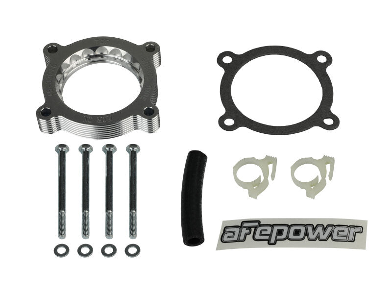 AFE Silver Bullet TBS - aFe 11-14 Ford Mustang/ 11-14 Ford F-150 V6 3.7L Silver Bullet Throttle Body Spacer - Silver