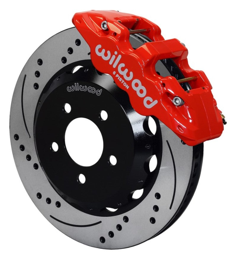 WIL Aero Brake Kit - Wilwood AERO6 Front Hat Kit 15.00 Drilled Red 2016-Up Camaro w/Lines
