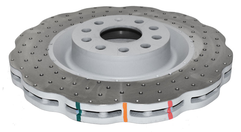 DBA 4000 Series Drilled Rotors - DBA 12-13 Volkswagen Golf R 2.0L Front 4000 Series Cross Drilled Rotor w/Silver Hat