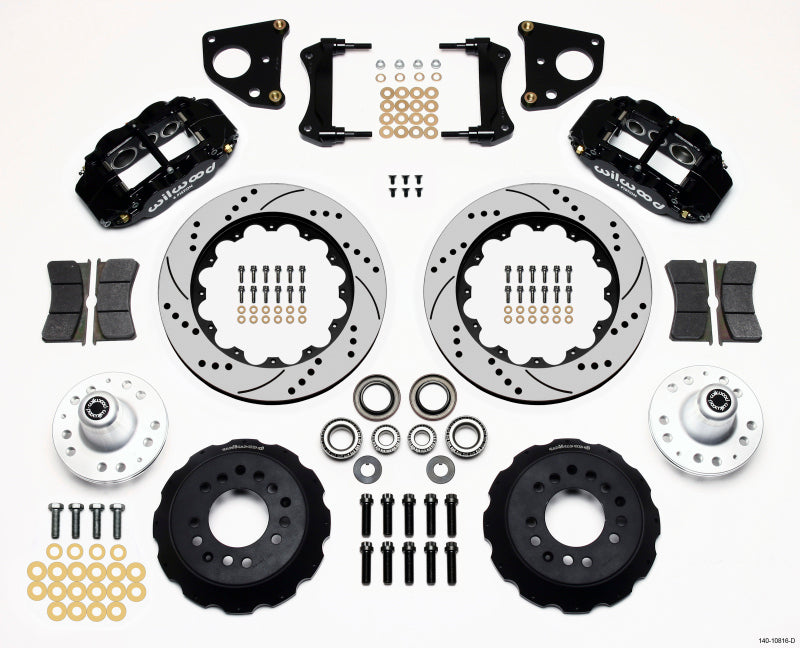 WIL Superlite Brake Kit - Wilwood Narrow Superlite 6R Front Hub Kit 14.00in Drilled 62-72 CDP B & E Body-Drum