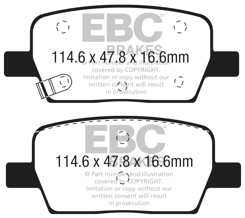 EBC Greenstuff Brake Pad Sets - EBC 2016+ Cadillac CT6 2.0L Turbo Greenstuff Rear Brake Pads