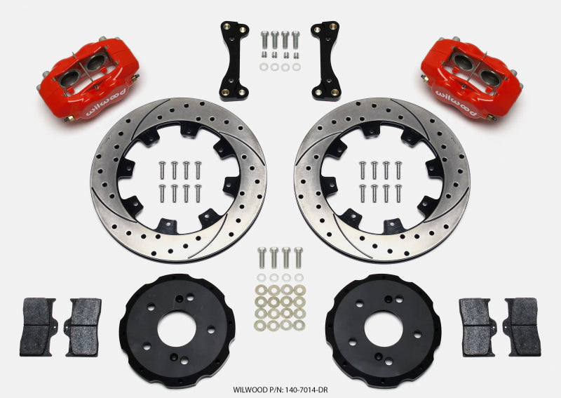 WIL Dynalite Brake Kit - Wilwood Forged Dynalite Front Hat Kit 12.19in Drilled Red 02-06 Acura RSX-5 Lug