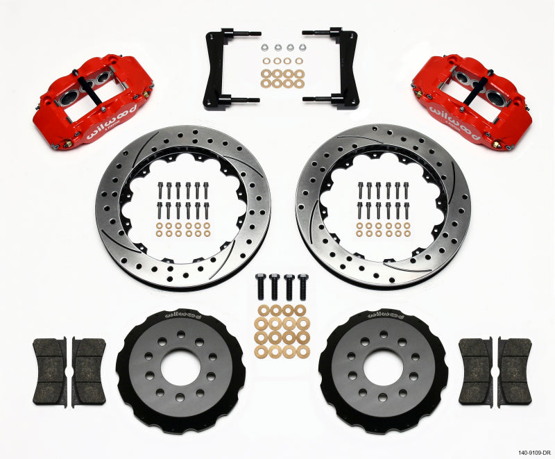WIL Superlite Brake Kit - Wilwood Narrow Superlite 6R Front Hat Kit 13.06in Drill Red 2005-2014 Mustang