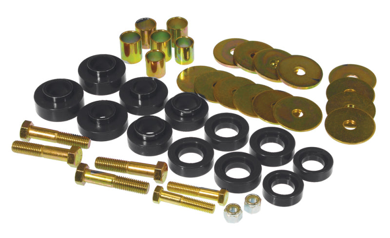 PRO Body/Subframe Bush - Blk - Prothane 67-81 Chevy Camaro Body Mount Kit w/ Hardware - Black