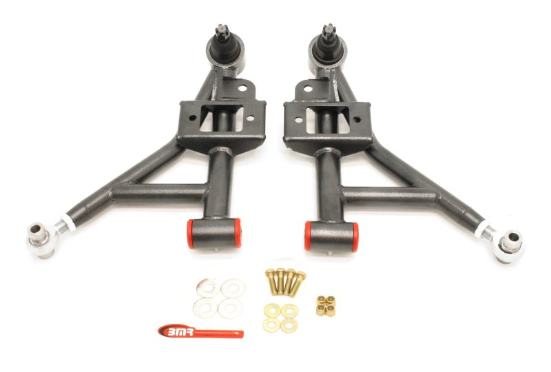 BMR Control Arms - BMR 93-02 F-Body Adj. Lower A-Arms Poly/Rod End Combo - Black Hammertone