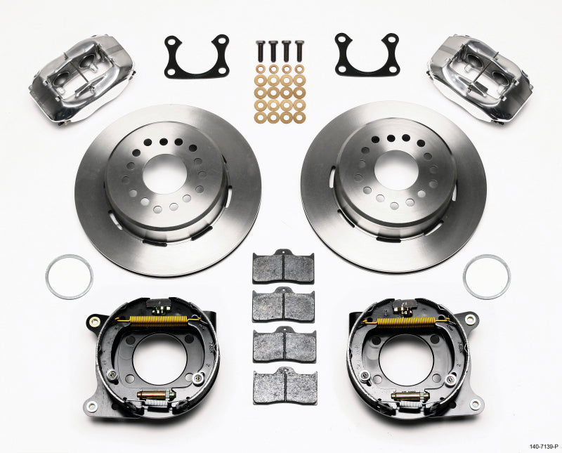 WIL Dynalite Brake Kit - Wilwood Forged Dynalite P/S Park Brake Kit Polished Big Ford 2.36in Offset
