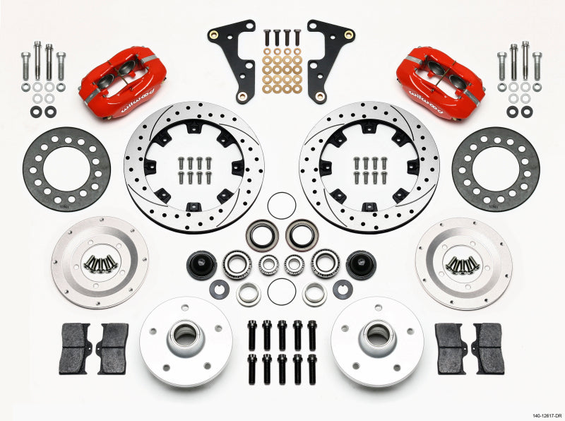 WIL Dynalite Brake Kit - Wilwood Forged Dynalite Front Kit 11.75in Drilled Red 40-52 Oldsmobile