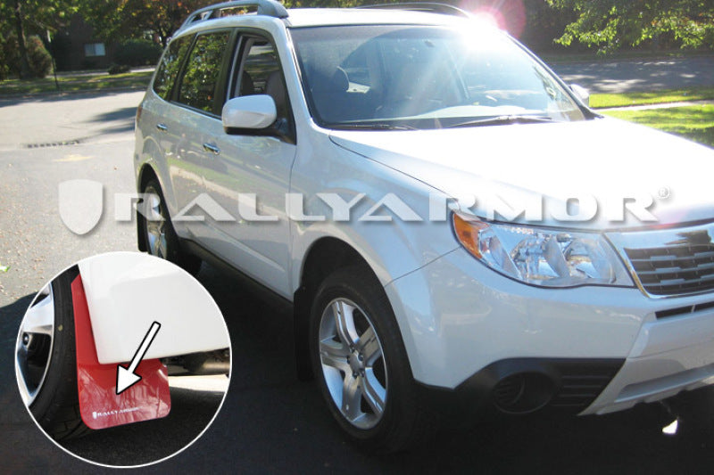 RAL UR Red Flap/Wht Logo - Rally Armor 09-13 Subaru Forester Red UR Mud Flap w/ White Logo
