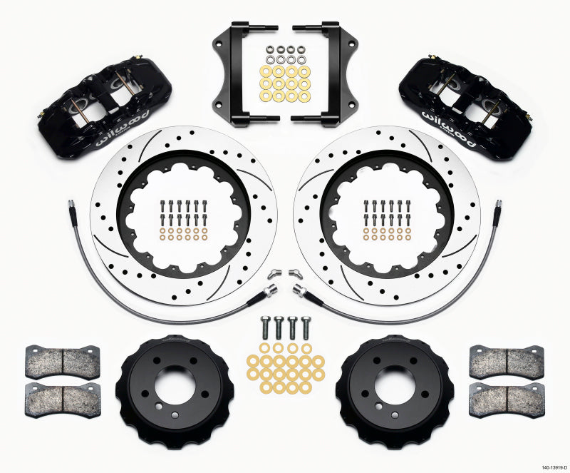 WIL Aero Brake Kit - Wilwood AERO6 Front Hat Kit 15.00 Drilled 2007-2011 BMW E90 Series w/Lines