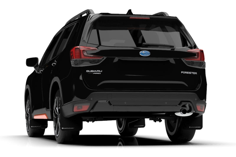 RAL Classic Blk Flap/Wht Logo - Rally Armor 19-21 Subaru Forester Black UR Mud Flap w/ White Logo