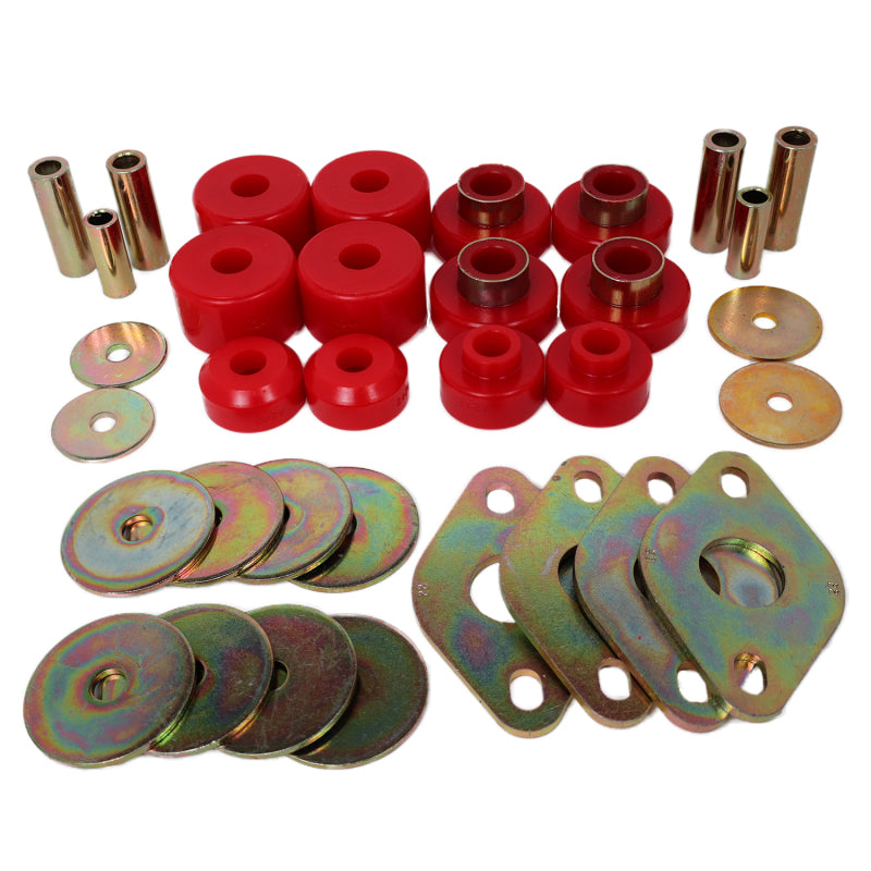ES Body Mounts - Red - Energy Suspension Body Mount Set-Reg Access & Dbl Cab - Red