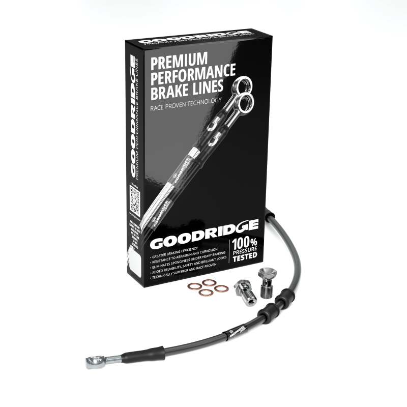 GR Powersports SS Brake Line Kits - Goodridge 18-23 HD FXFB/FXLRS (w/ABS) +2in Black Brake Line Kit w/Stainless Steel Fittings