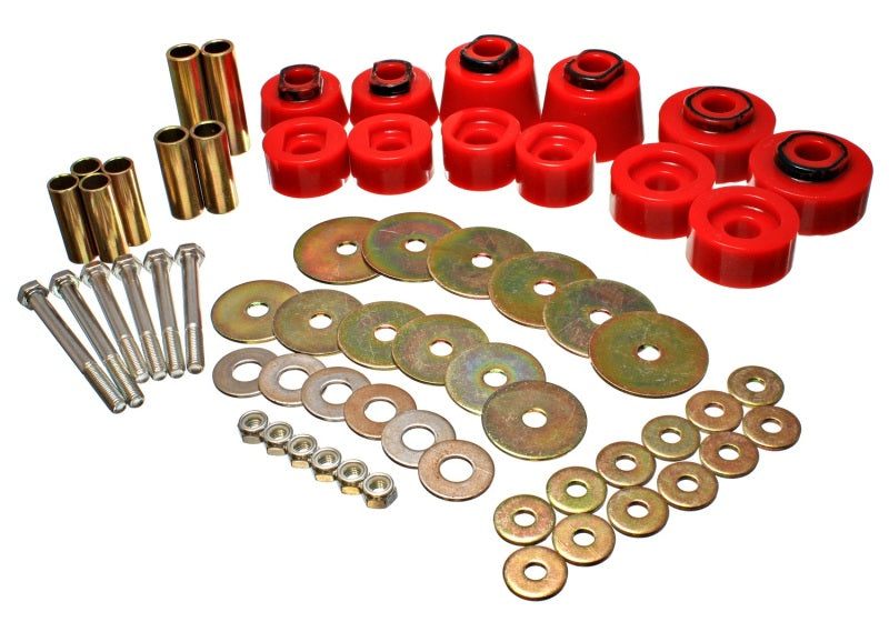 ES Body Mounts - Red - Energy Suspension Body Mount Set - Std. & Extra Cab - Red