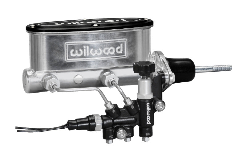 WIL Master Cylinder - Wilwood HV Tandem M/C Kit w L/H Bracket & Prop Valve - 7/8in Bore Ball Burnished-W/Pushrod