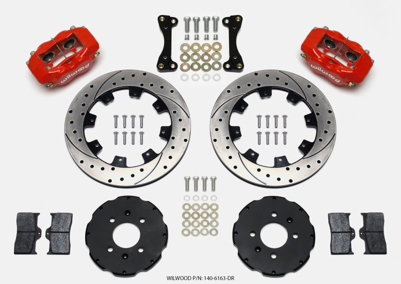WIL Dynalite Brake Kit - Wilwood Forged Dynalite Front Hat Kit 12.19in Drilled Red 94-01 Honda/Acura w/262mm Disc