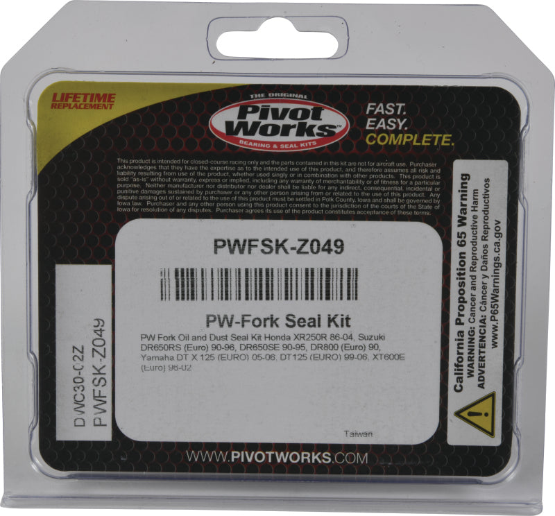 PIV Fork Seal Kit - Pivot Works 86-04 Honda XR250R Fork Oil & Dust Seal Kit