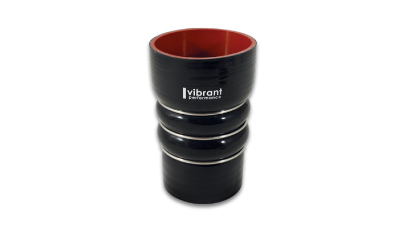 VIB 4 Ply Hoses - Vibrant Silicone Coupling 4 Ply Aramid CAC Hose 3in x 2.5in Inlet/Outlet - Black