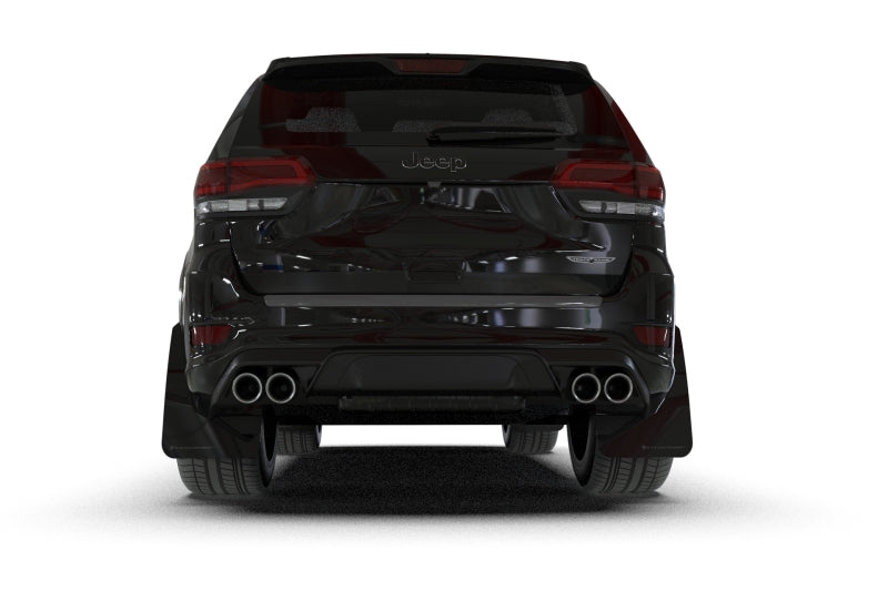 RAL UR Blk Flap/Wht Logo - Rally Armor 18-22 Jeep Grand Cherokee SRT Trackhawk Black UR Mud Flap - White Logo