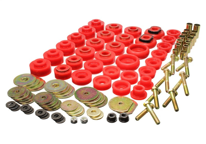 ES Body Mounts - Red - Energy Suspension 68-70 Chevrolet Biscayne/Bel Air/Caprice/Impala Body Mount Set w/ Hardware - Red