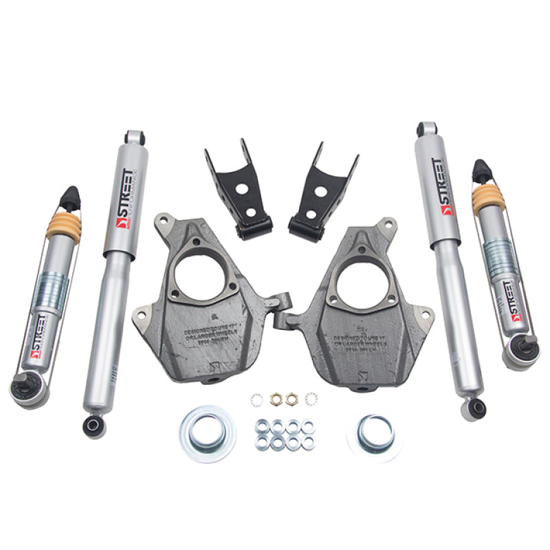 BT Lower Kit w SP Shocks - Belltech LOWERING KIT 16.5-18 Chevy Silverado/Sierra All Cab 2in F / 2or3in R w/ Street Perf Shocks