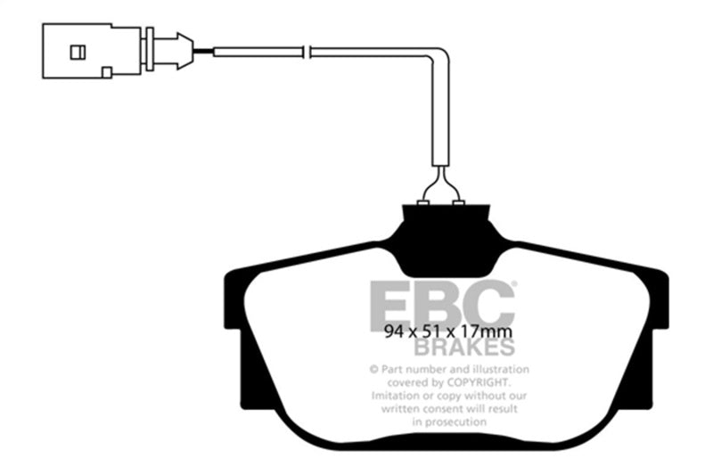 EBC Greenstuff Brake Pad Sets - EBC 00 Volkswagen Eurovan 2.8 (ATE) with Wear Leads Greenstuff Rear Brake Pads