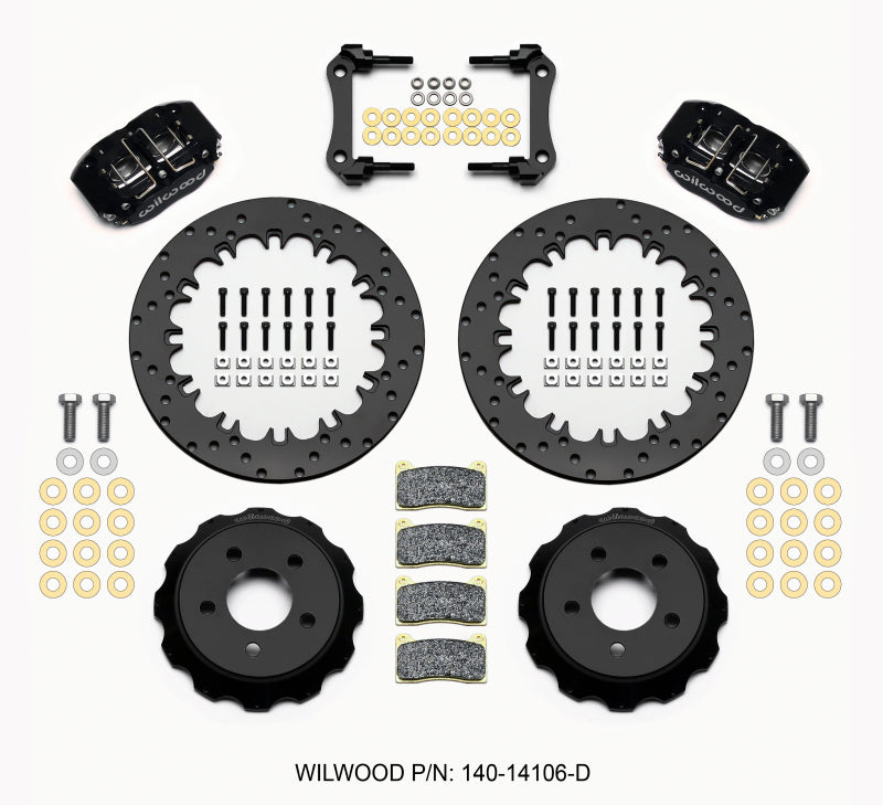 WIL Dynapro Brake Kit - Wilwood Dynapro Radial Rear Drag Kit 12.90in Drilled 15-23 Mustang