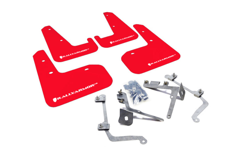RAL UR Red Flap/Wht Logo - Rally Armor 11-14 Subaru WRX/STI (Sedan Only) Red UR Mud Flap w/White Logo