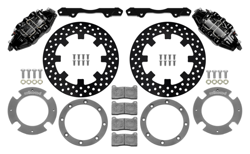 WIL UTV Big Brake Kits - Wilwood 17-21 Can-Am X3RS Black 6-Piston Front Kit 11.25in - Drilled Rotors