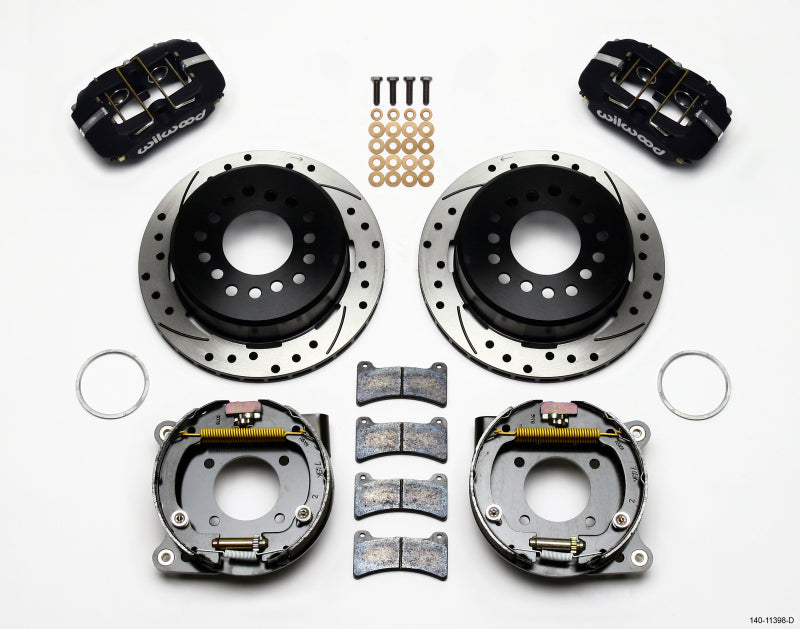 WIL Dynapro Brake Kit - Wilwood Dynapro Low-Profile 11.00in P-Brake Kit Drilled Chevy 12 Bolt 2.75in Off w/ C-Clips