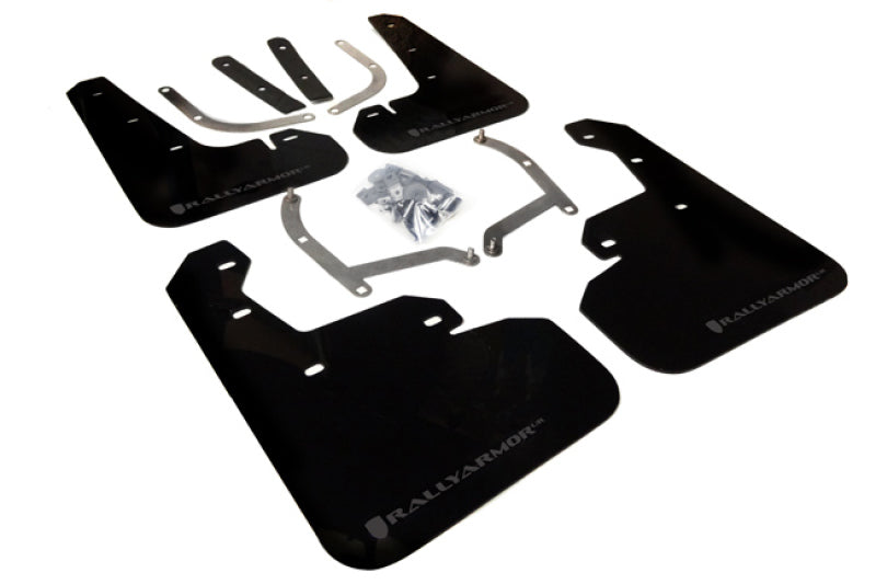 RAL UR Blk Flap/Grey Logo - Rally Armor 17-23 Subaru Impreza 4D/5D Black UR Mud Flap w/Grey Logo
