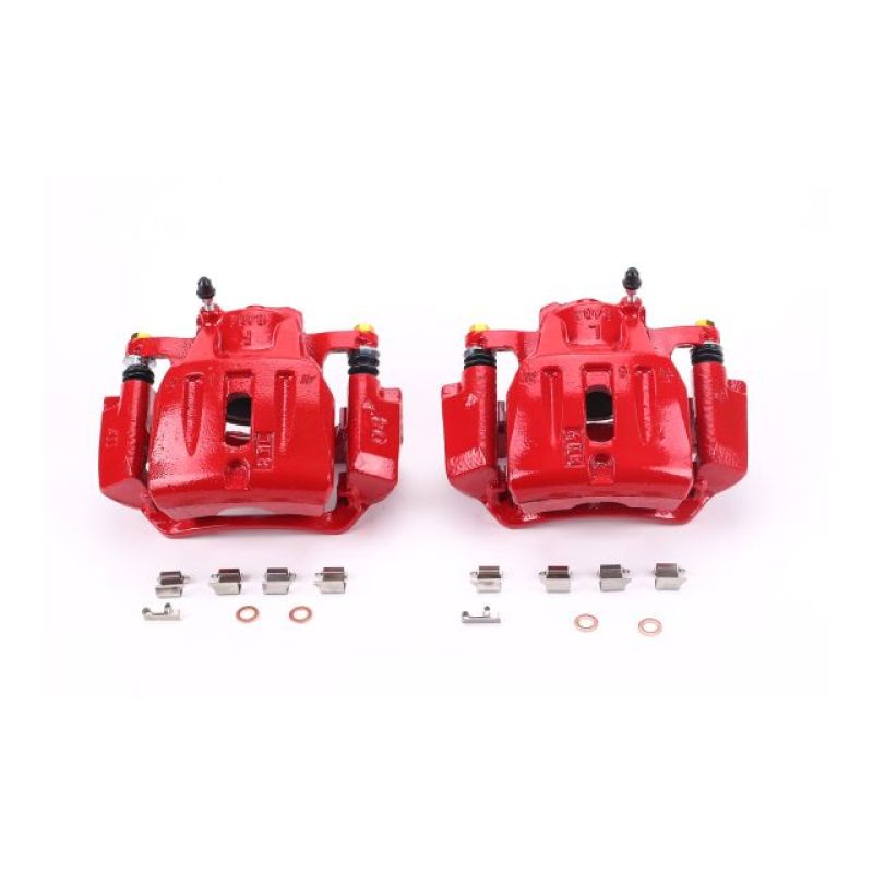 PSB Red Calipers - Power Stop 01-07 Toyota Highlander Front Red Calipers w/Brackets - Pair