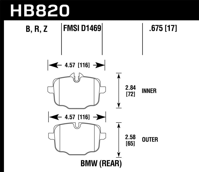 HAWK HPS 5.0 Brake Pad Sets - Hawk 12-17 BMW M6 / 14-17 BMW M6 Gran Coupe / 13-16 BMW M5 HPS 5.0 Rear Brake Pads