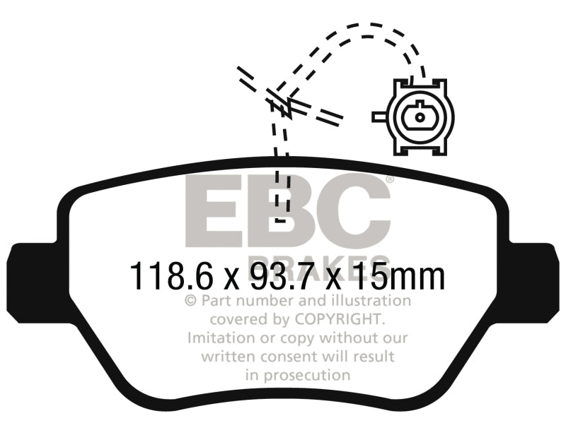 EBC Yellowstuff Brake Pad Sets - EBC 14-17 Maserati Ghibli (330 PS Package ONLY) Yellowstuff Rear Brake Pads