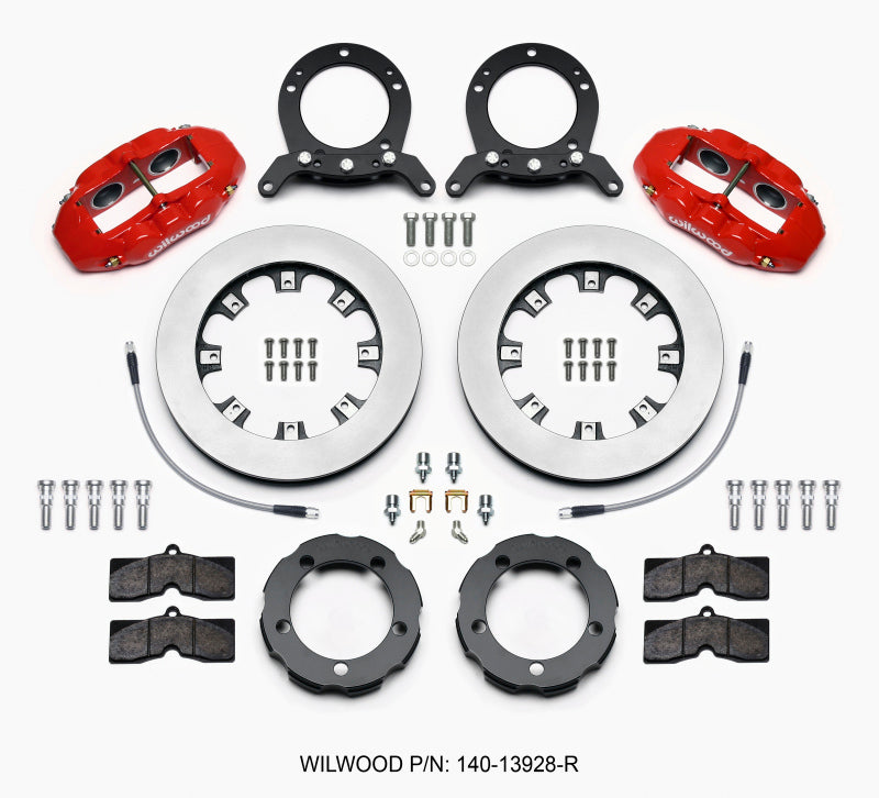 WIL D8 Brake Kit - Wilwood D8 Front Hat Kit 12.19in Rotor Red 76-77 Ford Bronco Dana 44 w/Lines